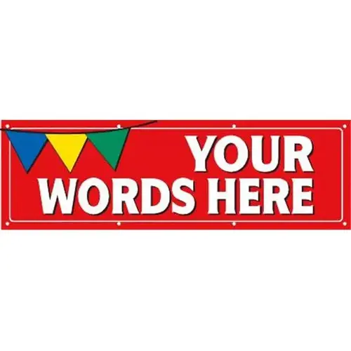 Horizontal Semi-Custom Pennant Banner, Red, 10 ft X 3 ft Horizontal Semi-Custom Pennant Banner, Red, 10 ft X 3 ft