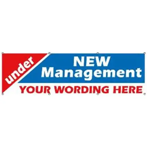 Semi-Custom Under New Management Banner, Red/White/Blue, 10 ft X 3 ft Semi-Custom Under New Management Banner, Red/White/Blue, 10 ft X 3 ft