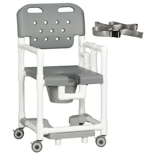 20" Clearance Shower Commode Chair Footrest Seat Belt Left Drop Arm In Gray 20" Clearance Shower Commode Chair Footrest Seat Belt Left Drop Arm In Gray