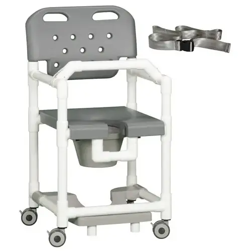 20" Clearance Shower Commode Chair Footrest Lap Bar Left Drop Arm In Gray 20" Clearance Shower Commode Chair Footrest Lap Bar Left Drop Arm In Gray