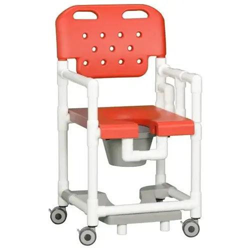 20" Clearance Shower Commode Chair Footrest Left Drop Arm In Red 20" Clearance Shower Commode Chair Footrest Left Drop Arm In Red