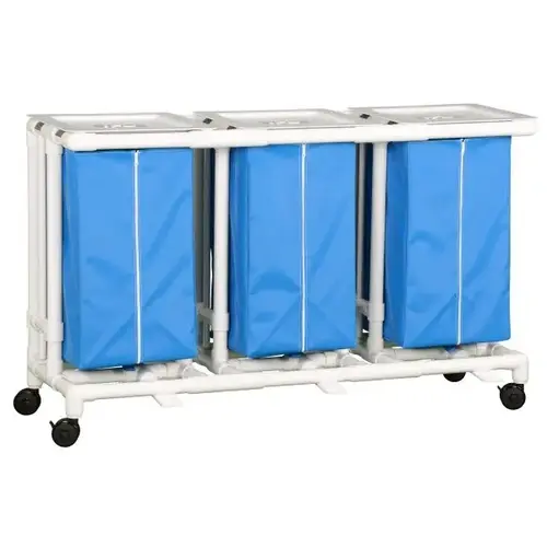 Standard Triple Hamper With Foot Pedal Cap Blue Mesh Standard Triple Hamper With Foot Pedal Cap Blue Mesh