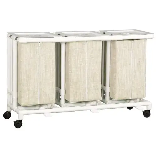 Triple Hamper W/ Foot Pedal, Linen Triple Hamper W/ Foot Pedal, Linen
