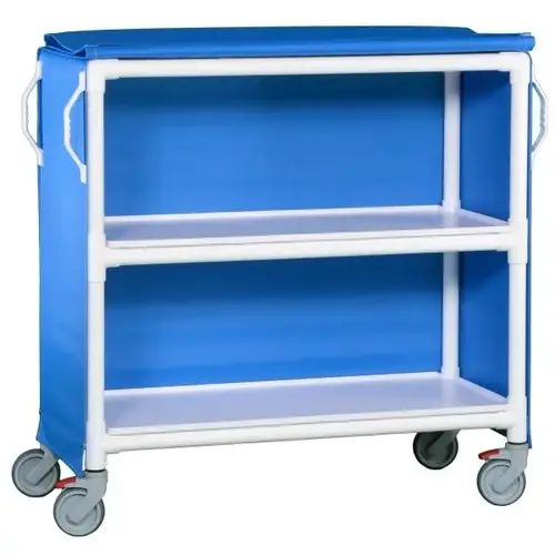 2 Shelf Large Linen Cart In Blue 2 Shelf Large Linen Cart In Blue