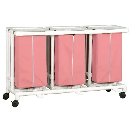 Standard Triple Hamper With Foot Pedal Cap Wineberry Mesh Standard Triple Hamper With Foot Pedal Cap Wineberry Mesh
