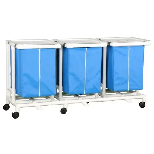 Jumbo Triple Hamper With Foot Pedal Cap Blue Mesh Jumbo Triple Hamper With Foot Pedal Cap Blue Mesh