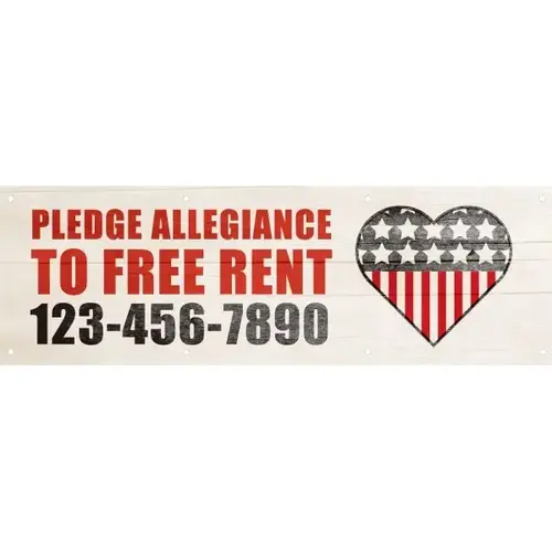Horizontal Semi-Custom Banner, Patriotic Heart, 10 ft X 3 ft Horizontal Semi-Custom Banner, Patriotic Heart, 10 ft X 3 ft