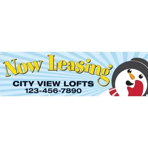 Horizontal Semi-Custom Banner, Snowman, 10 ft X 3 ft Horizontal Semi-Custom Banner, Snowman, 10 ft X 3 ft