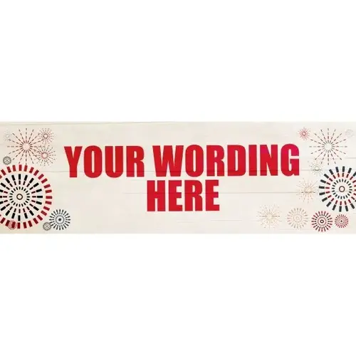 Horizontal Semi-Custom Banner, Patriotic Fireworks, 10 ft X 3 ft Horizontal Semi-Custom Banner, Patriotic Fireworks, 10 ft X 3 ft