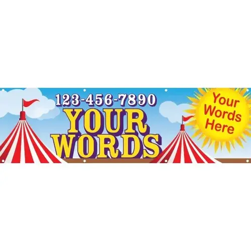 Horizontal Semi-Custom Banner, Big Top, 10 ft X 3 ft Horizontal Semi-Custom Banner, Big Top, 10 ft X 3 ft