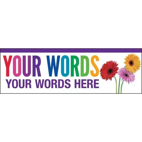 Horizontal Semi-Custom Banner, Rainbow Daisies, 10 ft X 3 ft Horizontal Semi-Custom Banner, Rainbow Daisies, 10 ft X 3 ft