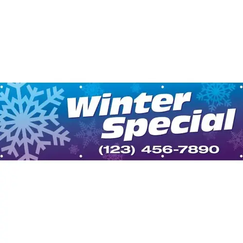 Semi-Custom Banner, Winter Snow, 10 ft X 3 ft Semi-Custom Banner, Winter Snow, 10 ft X 3 ft