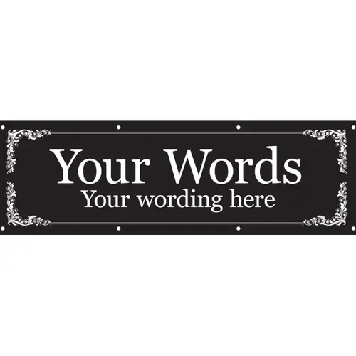 Horizontal Semi-Custom Banner, Black/White Filigree, 20 ft X 4 ft Horizontal Semi-Custom Banner, Black/White Filigree, 20 ft X 4 ft