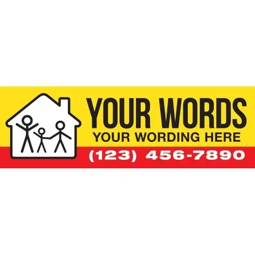 Horizontal Semi-Custom Banner, Family Home, 10 ft X 3 ft Horizontal Semi-Custom Banner, Family Home, 10 ft X 3 ft
