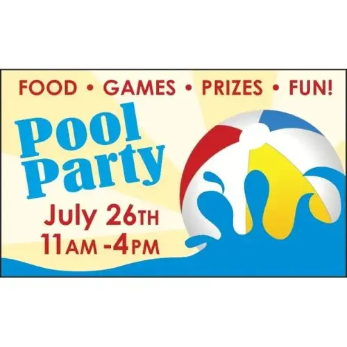 Event Banner, Pool Party, 5 ft X 3 ft Event Banner, Pool Party, 5 ft X 3 ft