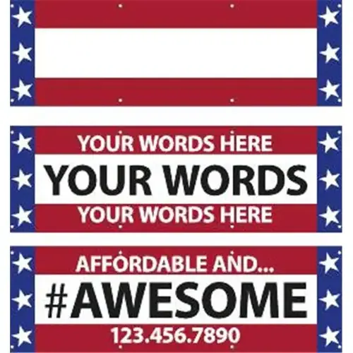Semi-Custom Horizontal Banner, Patriotic, 10 ft X 3 ft Semi-Custom Horizontal Banner, Patriotic, 10 ft X 3 ft