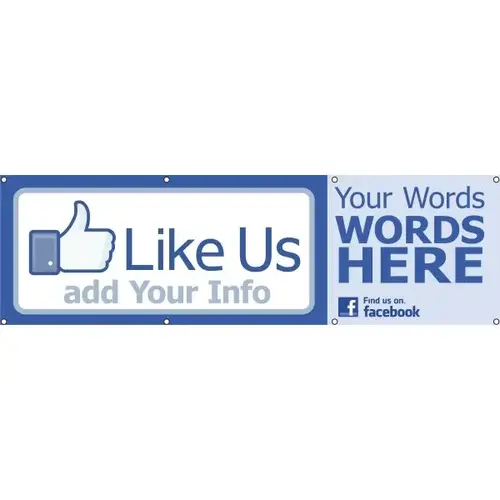 Semi-Custom Horizontal Banner, Like Us, 15 ft X 4 ft Semi-Custom Horizontal Banner, Like Us, 15 ft X 4 ft