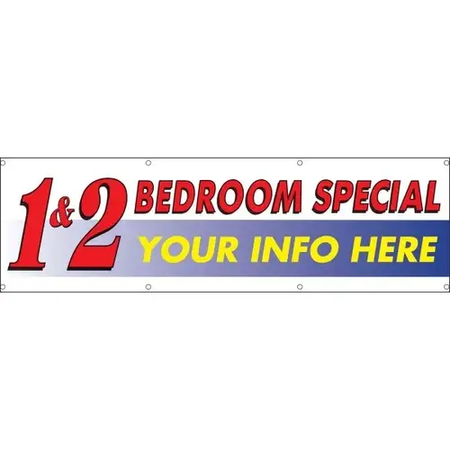 Semi-Custom Horizontal 1 & 2 Bedroom Special Banner, 10 ft X 3 ft Semi-Custom Horizontal 1 & 2 Bedroom Special Banner, 10 ft X 3 ft