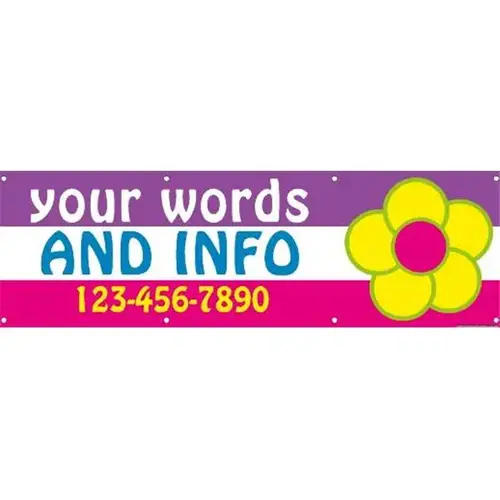 Horizontal Semi-Custom Banner, Flower, 10 ft X 3 ft Horizontal Semi-Custom Banner, Flower, 10 ft X 3 ft
