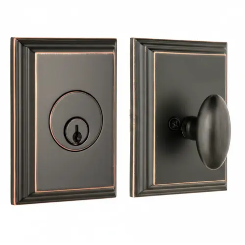 Woodward Single Cylinder Deadbolt with Adjustable Latch and Deadbolt Strike Oil Rubbed Bronze Finish Woodward Single Cylinder Deadbolt with Adjustable Latch and Deadbolt Strike Oil Rubbed Bronze Finish