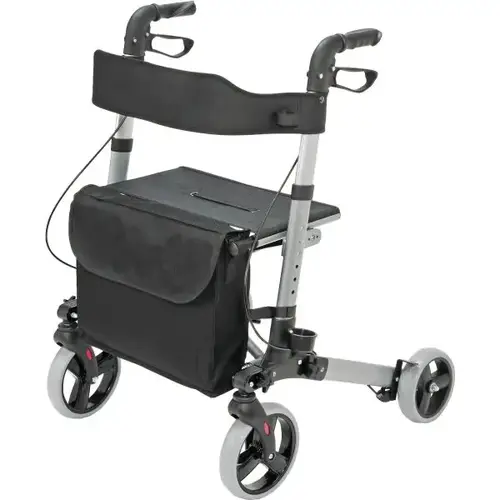 Rollator Walker With Seat, Backrest And Removable Storage Bag, 8 In. Wheels, 300 Lb Capacity, Black Rollator Walker With Seat, Backrest And Removable Storage Bag, 8 In. Wheels, 300 Lb Capacity, Black