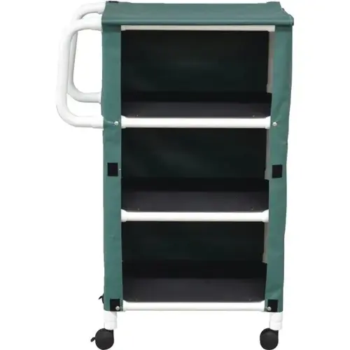 3 Shelf Mid Size Linen Cart With Forest Green Solid Vinyl Cover Size 20x 32"," 3 Shelf Mid Size Linen Cart With Forest Green Solid Vinyl Cover Size 20x 32","