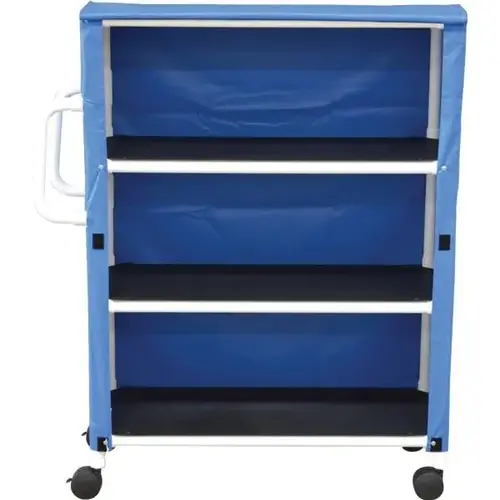 3 Shelf Mini Linen Cart With Royal Blue Solid Vinyl Cover Shelf Size 20x25" 3 Shelf Mini Linen Cart With Royal Blue Solid Vinyl Cover Shelf Size 20x25"