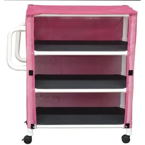 3 Shelf Linen Cart With Mauve Solid Vinyl Cover Shelf Size 20 X 50" 3 Shelf Linen Cart With Mauve Solid Vinyl Cover Shelf Size 20 X 50"