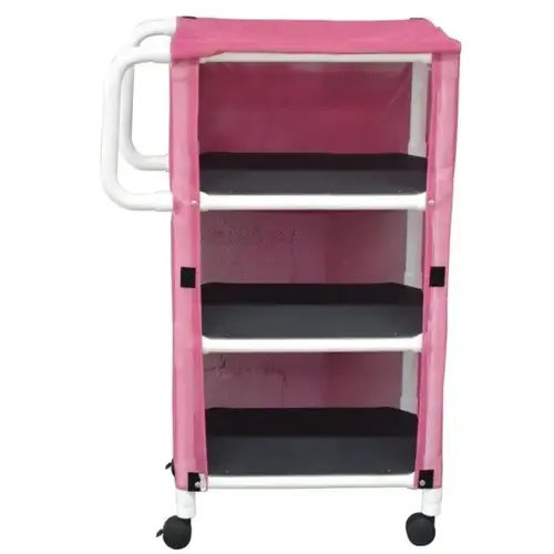 3 Shelf Mini Linen Cart With Mauve Solid Vinyl Cover 20 X 25" Shelf Size 3 Shelf Mini Linen Cart With Mauve Solid Vinyl Cover 20 X 25" Shelf Size
