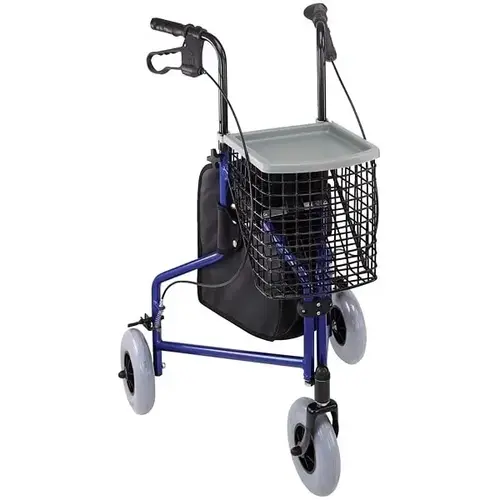 Folding Rollator Walker With Swiveling Front Wheels, Aluminum, Royal Blue Folding Rollator Walker With Swiveling Front Wheels, Aluminum, Royal Blue