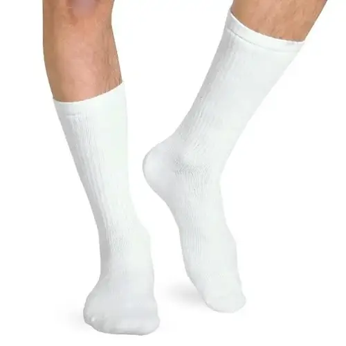 Unisex Diabetic Crew Sock Pair Without Elastic, 8-15mm, White, Medium Unisex Diabetic Crew Sock Pair Without Elastic, 8-15mm, White, Medium
