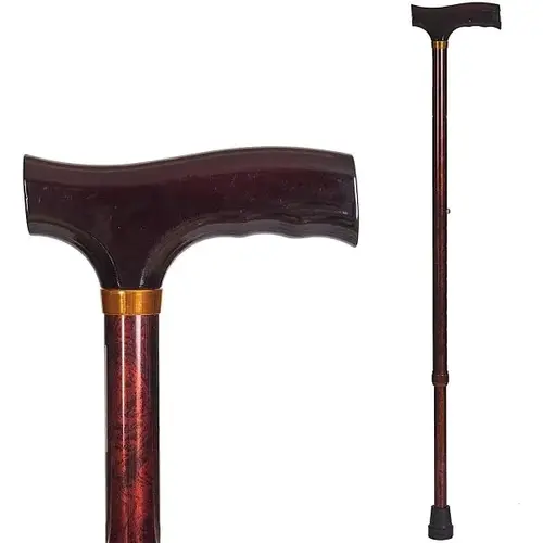 Lightweight Aluminum Adjustable Walking Cane, Derby-Top Handle, Woodgrain Lightweight Aluminum Adjustable Walking Cane, Derby-Top Handle, Woodgrain