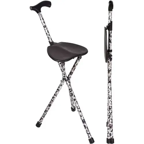 34" Aluminum Folding Walking Cane With Seat, Supports 220 Lbs 34" Aluminum Folding Walking Cane With Seat, Supports 220 Lbs