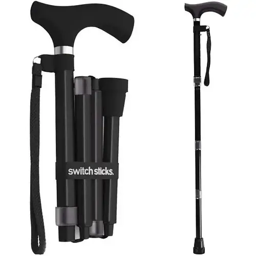 Walking Cane, Foldable And Adjustable From 32-37 Inches, Black Walking Cane, Foldable And Adjustable From 32-37 Inches, Black