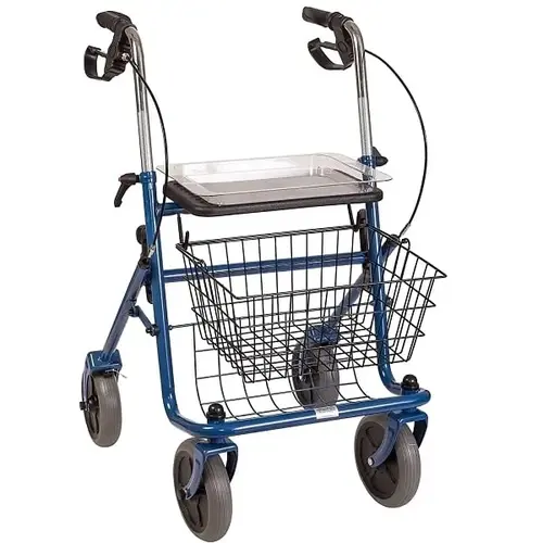 Classic Steel Rollator Walker With Padded Seat, Folding, Blue Classic Steel Rollator Walker With Padded Seat, Folding, Blue