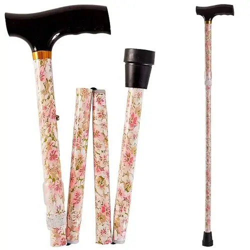 Sports Duro-Med Folding Walking Cane, Adjustable, Wood Handle, Floral Sports Duro-Med Folding Walking Cane, Adjustable, Wood Handle, Floral