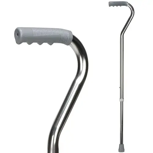 Deluxe Lightweight Adjustable Walking Cane With Offset Hand Grip, Silver Deluxe Lightweight Adjustable Walking Cane With Offset Hand Grip, Silver