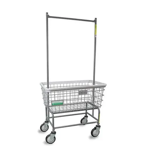 Antimicrobial Large Capacity Laundry Cart W/ Double Pole Rack Antimicrobial Large Capacity Laundry Cart W/ Double Pole Rack