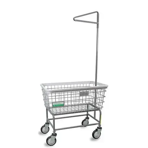 Antimicrobial Large Capacity Laundry Cart W/ Single Pole Rack Antimicrobial Large Capacity Laundry Cart W/ Single Pole Rack