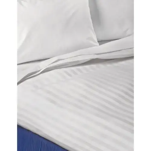 Decorative Top Sheet Queen 96x120 White Satin Stripe - pack of 12 Decorative Top Sheet Queen 96x120 White Satin Stripe - pack of 12