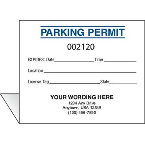 Dashboard Parking Permit, White - pack of 100 Dashboard Parking Permit, White - pack of 100