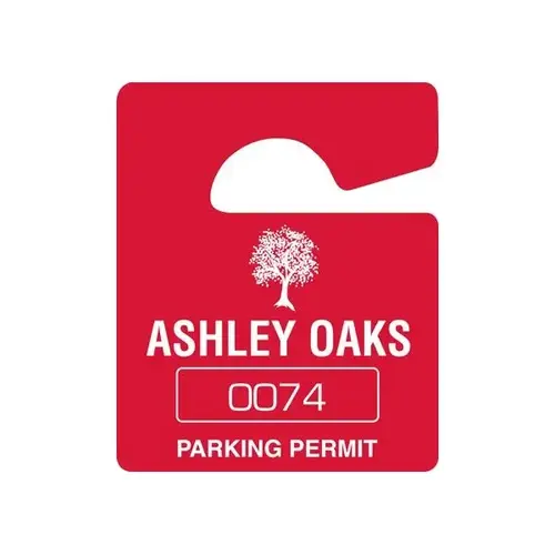 Custom Plastic Parking Permit Tags, Solid Red, Small - pack of 100 Custom Plastic Parking Permit Tags, Solid Red, Small - pack of 100