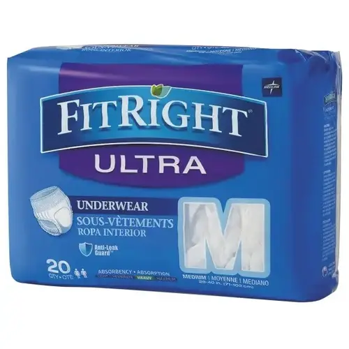 Fitright Ultra Protective Underwear, Medium, 28-40" Waist - pack of 20 Fitright Ultra Protective Underwear, Medium, 28-40" Waist - pack of 20