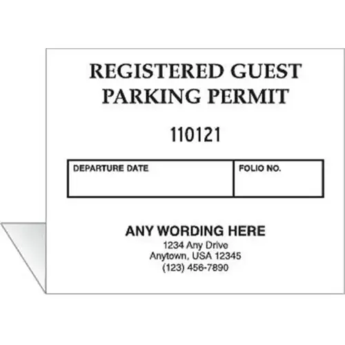 Registered Guest Parking Permit, White - pack of 100 Registered Guest Parking Permit, White - pack of 100