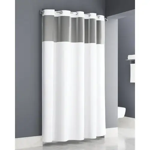 Zenna Traveler Collection Easy Hang Plainweave White Shower Curtain 71x77 Window Hook With Waterproof Liner Attached - White - pack of 12 Zenna Traveler Collection Easy Hang Plainweave White Shower Curtain 71x77 Window Hook With Waterproof Liner Attached - White - pack of 12