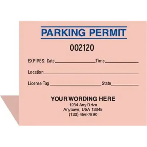 Dashboard Parking Permit, Salmon - pack of 100 Dashboard Parking Permit, Salmon - pack of 100
