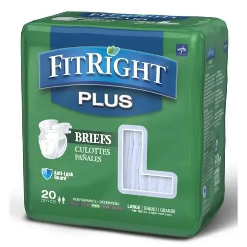 Brief, Clothlike, Fitplus, Size Large, 48" To 58" - pack of 80 Brief, Clothlike, Fitplus, Size Large, 48" To 58" - pack of 80