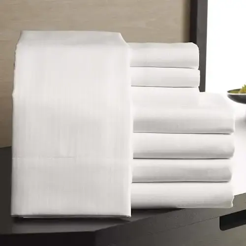 Dobby Strip T250 Flat Sheet Full Xl 84x115" White - pack of 12 Dobby Strip T250 Flat Sheet Full Xl 84x115" White - pack of 12