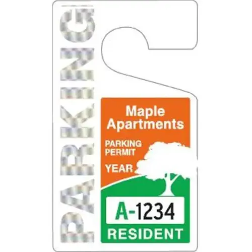 Parking Permit Tags, Prismatic Letter Inlay, 2.75"w X 4.75"h - pack of 100 Parking Permit Tags, Prismatic Letter Inlay, 2.75"w X 4.75"h - pack of 100
