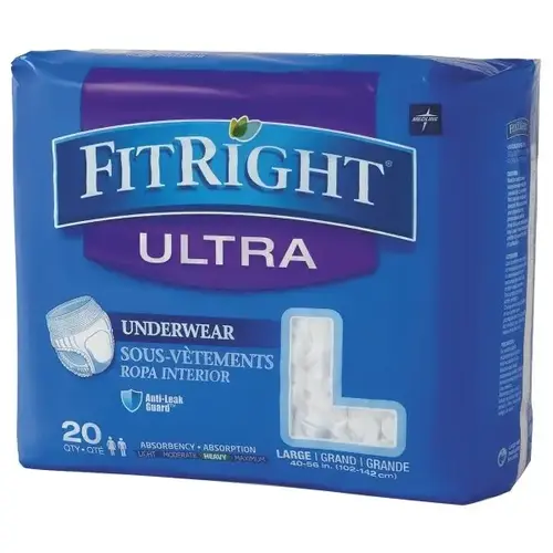 Fitright Ultra Protective Underwear, Large, 40-56" Waist - pack of 20 Fitright Ultra Protective Underwear, Large, 40-56" Waist - pack of 20